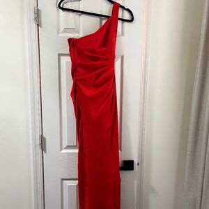 House of CB-Lara Red Bandage One Shoulder Maxi Gown